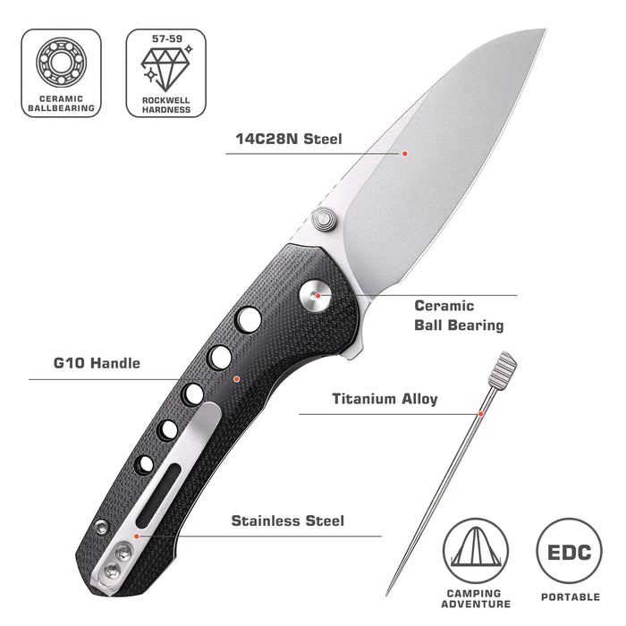 REMETTE RT-BEE-G (14C28N, Sheepsfoot, Ceramic Finish, G10, Black) Pocket Knife