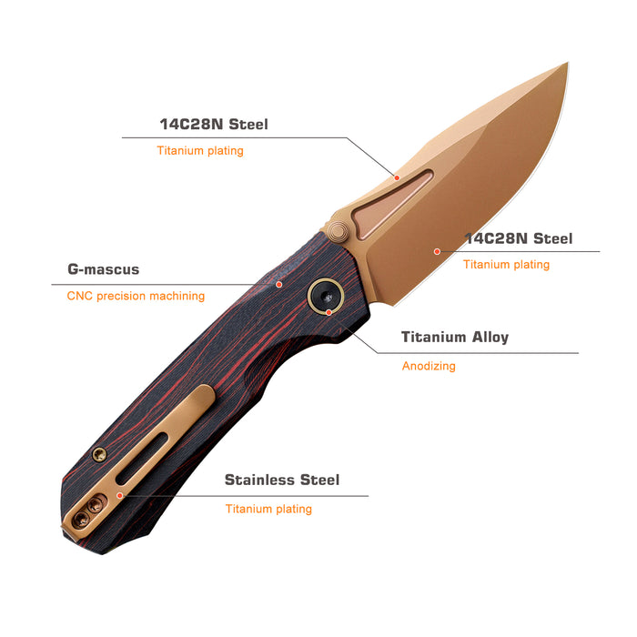 REMETTE RNGC8 RT-Rhino (14C28N, Copper TiNi, Drop Point, G10, Red/Black) Folding Knife