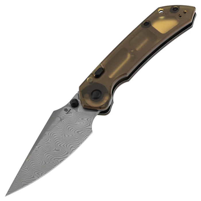 Tenable B1034H6 Fenrir (Damascus, Harpoon, Blackwash, Amber PEI) Folding Knife