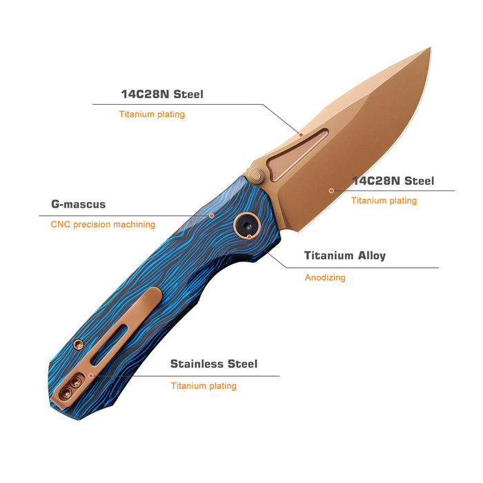REMETTE RNGC7 RT-Rhino (14C28N, Copper TiNi, Drop Point, G10, Blue/Black) Folding Knife