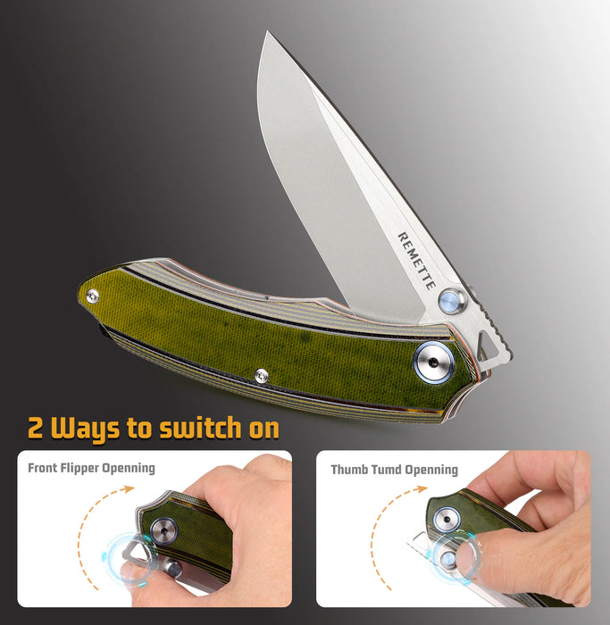 REMETTE GC103 Wild Species (14C28N, Drop Point, G10, Green) Pocket Knife