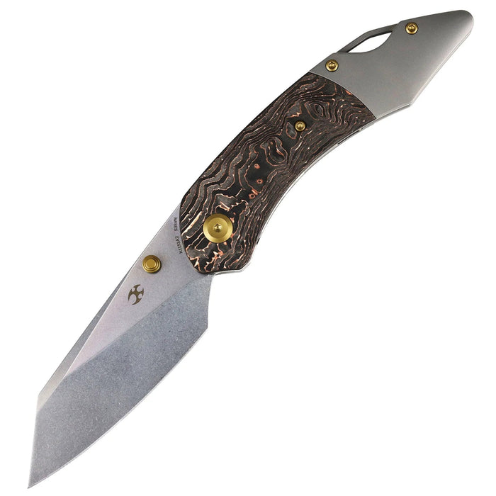 Kansept K1151A2 K9 (CPM S35VN, Stonewashed, Modified Wharncliffe, Copper Carbon Fiber & Plain Titanium) Folding Knife