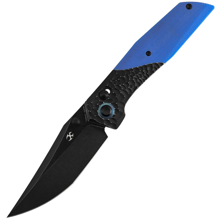 Kansept T1081V2 Deadite (154CM, Clip Point, Blackwash, Blackwash Aluminum with Blue G10 Scales) Folding Knife