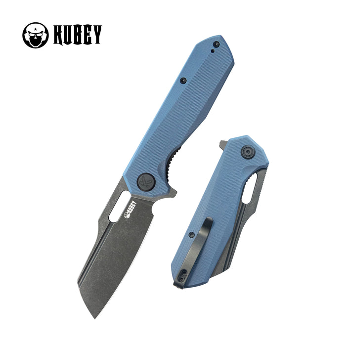 Kubey KU328K Atlas (14C28N, Sheepsfoot, Blackwash, Blue G10, Liner Lock) Folding Pocket Knife