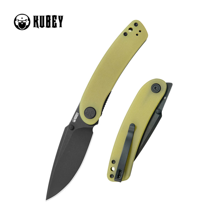 Kubey KU344O Momentum (D2, Drop Point, Blackwash, Translucent Yellow G10, Liner Lock) Folding Pocket Knife