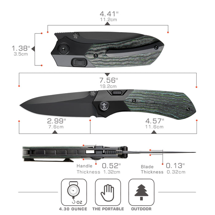 Remette RTPT-KBC RT-Meteor (M390, Drop Point, DLC, Titanium & Carbon Fiber, Button Liner Lock) Folding Pocket Knife