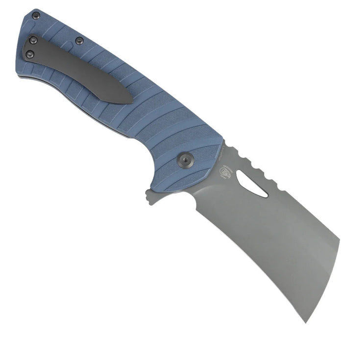 Tenable B1083A1 Leviathan (D2, Hawkbill Cleaver, Gray TiCn Coated, Slate Blue G10) Folding Knife