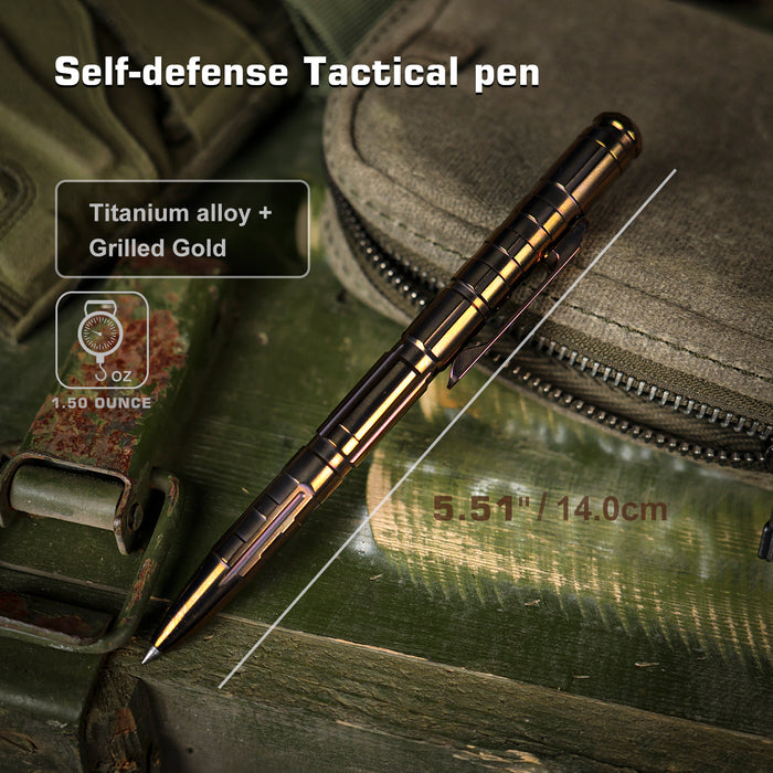 REMETTE RT-TP1G Tactical Slide Click Pen (Bronze Titanium, Glassbreaker) Tactical Pen
