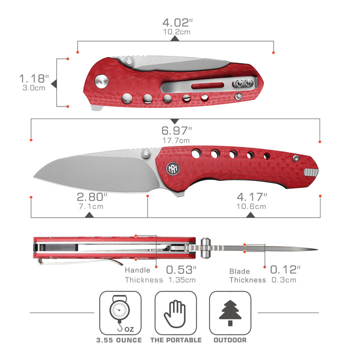 REMETTE RT-BEE-R (14C28N, Sheepsfoot, Sand Blasted, G10, Red) Pocket Knife