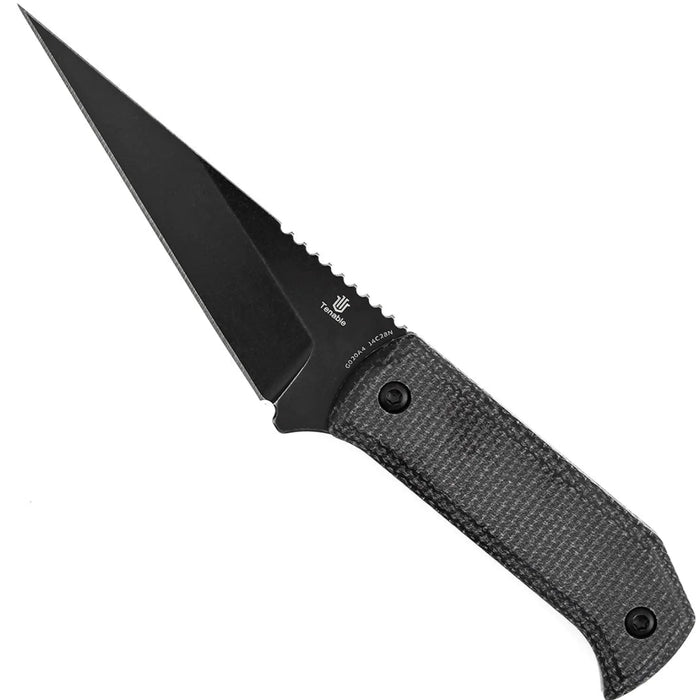 Tenable G020A4 ToothPik (14C28N, Modified Kiridashi, Blackwash, Black Micarta) Fixed Blade Knife