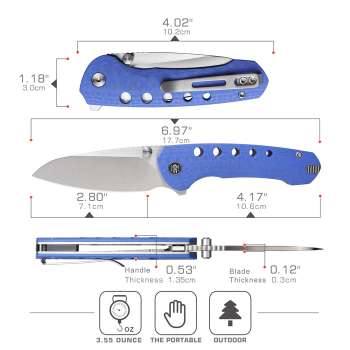 REMETTE RT-BEE-B (14C28N, Sheepsfoot, Satin, G10, Blue) Pocket Knife