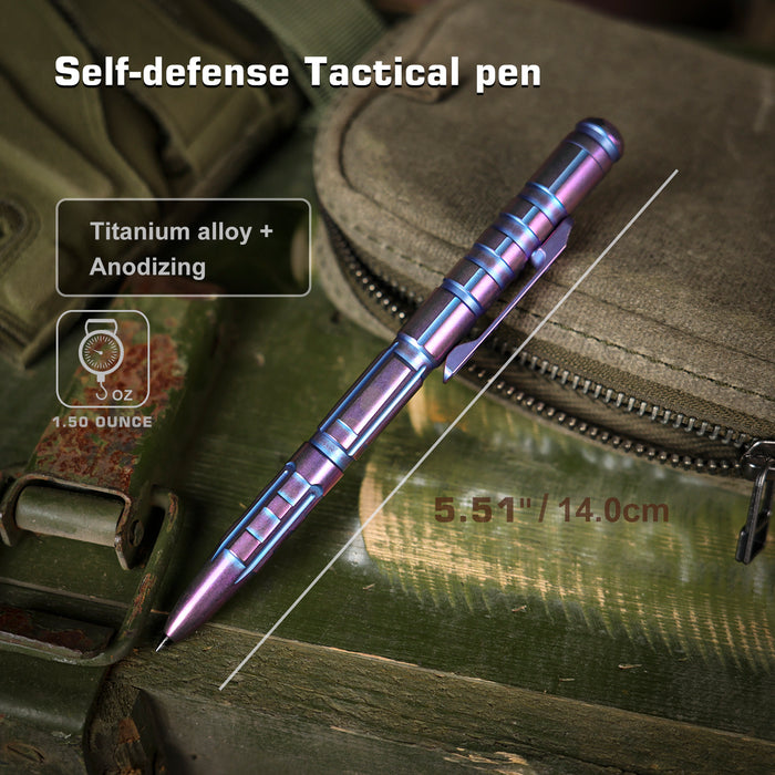 REMETTE RT-TP1D Tactical Slide Click Pen (Blurple Titanium, Glassbreaker) Tactical Pen