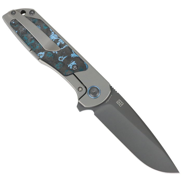 Kansept K2055A4 Ptarmigan (CPM S35VN, Drop Point, Gray TiCn Coated, Beadblasted Titanium, Arctic Storm FatCarbon) Pocket Knife