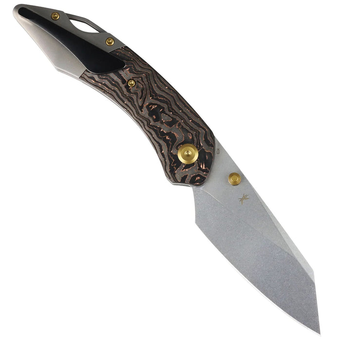 Kansept K1151A2 K9 (CPM S35VN, Stonewashed, Modified Wharncliffe, Copper Carbon Fiber & Plain Titanium) Folding Knife