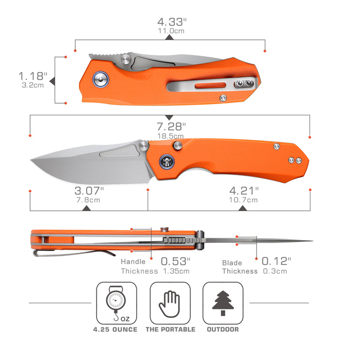 REMETTE RNGD3 RT-Rhino (D2, Bead Blast, Drop Point, G10, Orange) Folding Knife