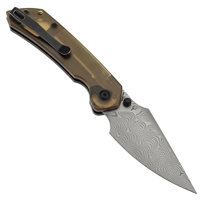 Tenable B1034H6 Fenrir (Damascus, Harpoon, Blackwash, Amber PEI) Folding Knife