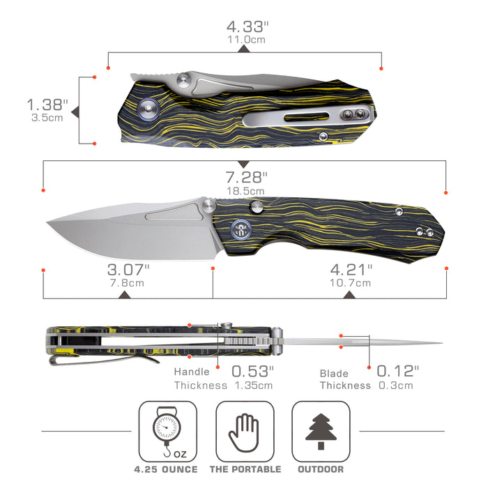 REMETTE RNGC6 RT-Rhino (14C28N, Sandblasted, Drop Point, G10, Yellow/Black) Folding Knife