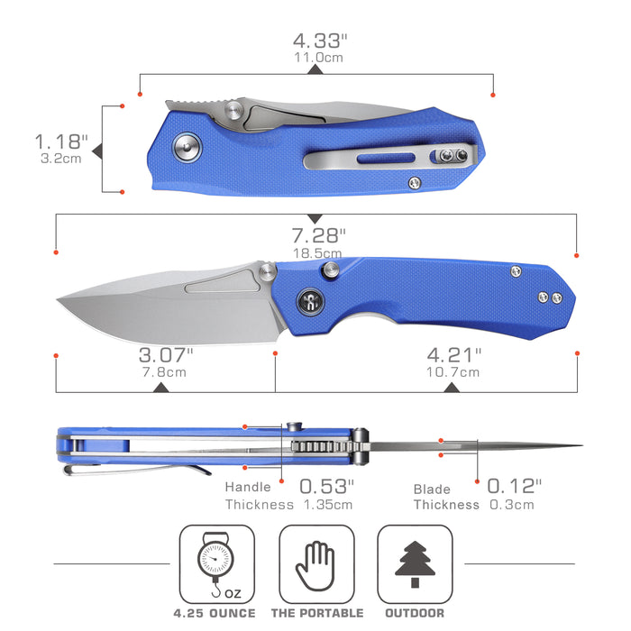 REMETTE RNGD4 RT-Rhino (D2, Bead Blast, Drop Point, G10, Blue) Folding Knife