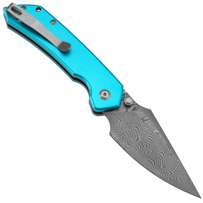 Tenable B1034H8 Fenrir (Damascus, Harpoon, Blackwash, Blue Anodized Aluminum) Folding Knife