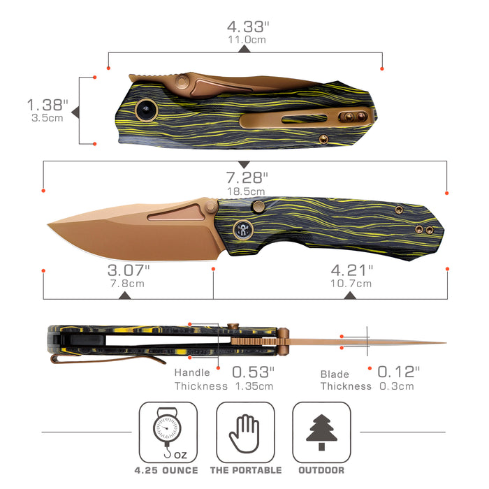 REMETTE RNGC9 RT-Rhino (14C28N, Copper TiNi, Drop Point, G10, Yellow/Black) Folding Knife