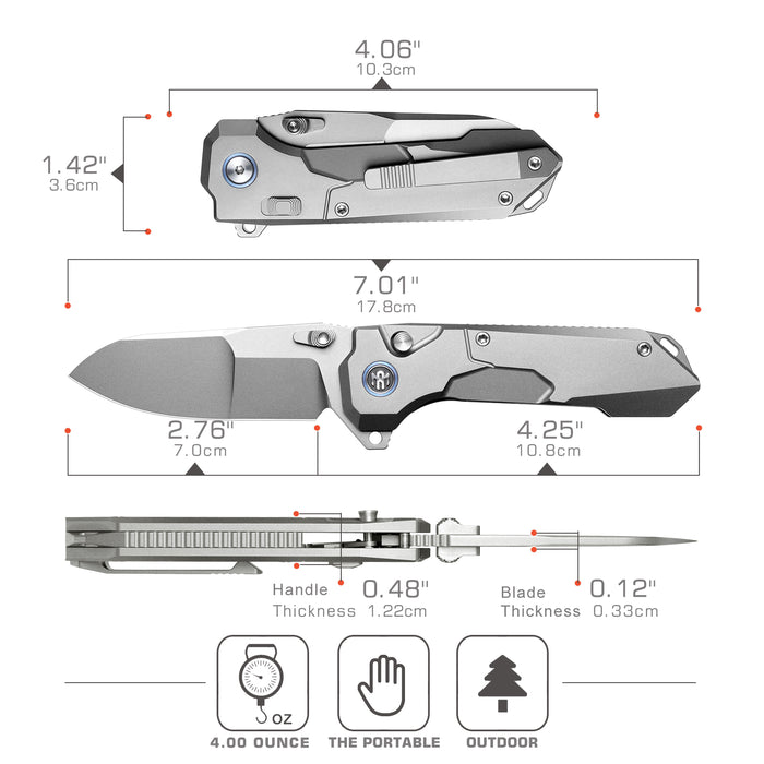 Remette RTCO-TT Cosmic (M390, Drop Point, Bead Blasted, Titanium, Button Liner Lock) Pocket Knife
