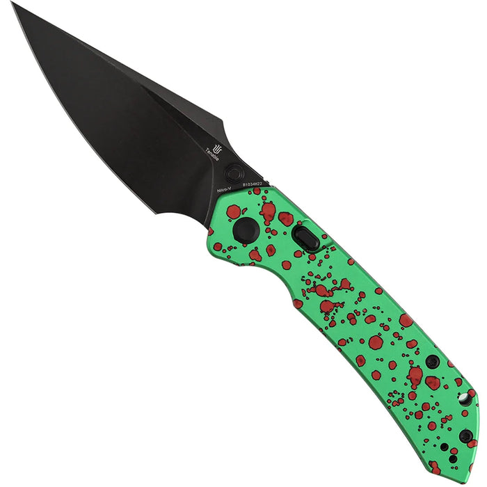 Tenable B1034H22 Fenrir (Nitro-V, Blackwash, Harpoon, Green Aluminum with Zombie Blood) Pocket Knife