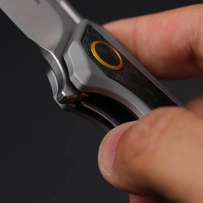 Kizer Ki4751A1 Draca (S45VN, Aluminum/Carbon Fiber, Stonewashed, Sheepsfoot) Pocket Knife