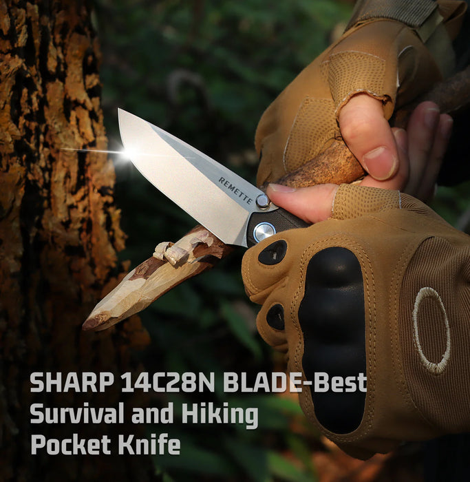REMETTE GC103-B Wild Species (14C28N, Drop Point, G10, Black) Pocket Knife