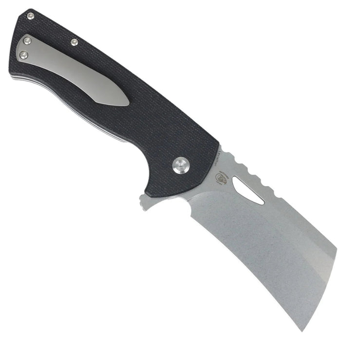Tenable B1083A3 Leviathan (D2, Hawkbill Cleaver, Stonewashed, Black Micarta) Folding Knife