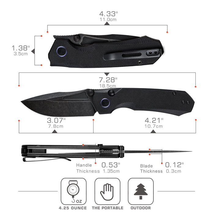 Remette MC25B RT-Rhino (14C28N, Drop Point, Stonewashed, Micarta, Black) Pocket Knife