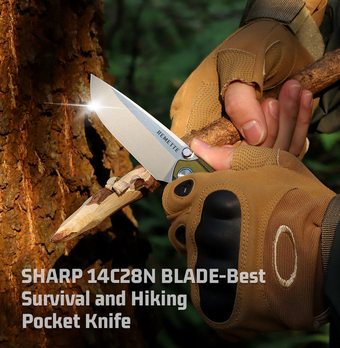 REMETTE GC103 Wild Species (14C28N, Drop Point, G10, Green) Pocket Knife