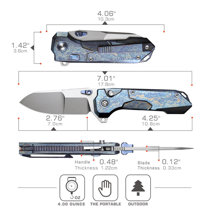 Remette RTCO-TC Cosmic (M390, Drop Point, Bead Blasted, Titanium, Button Liner Lock) Pocket Knife