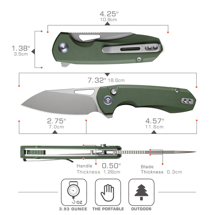 Remette RTCMLB RT-Camel (14C28N, Sheepsfoot, Ceramic Sandblasted, G10, Button Liner Lock) Folding Pocket Knife