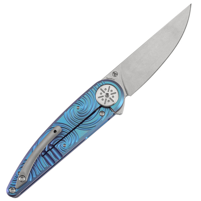 Kansept K2141A4 Symétrix (CPM S35VN, Stonewashed, Blue-Purple Anodized Titanium with Swirl Pattern) Folding Knife
