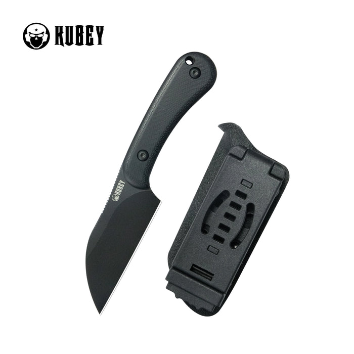 Kubey KU412B RockHopper (14C28N, Wharncliffe, Blackwash, Black G10) Fixed Blade Knife