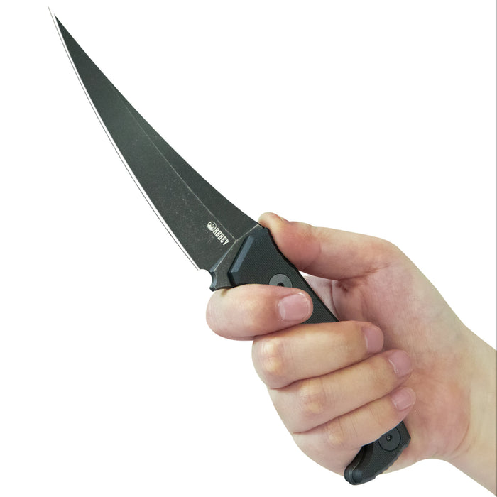 Kubey KU477B Sicarii (14C28N, Skinner, Blackwash, Black G10) Fixed Blade Knife