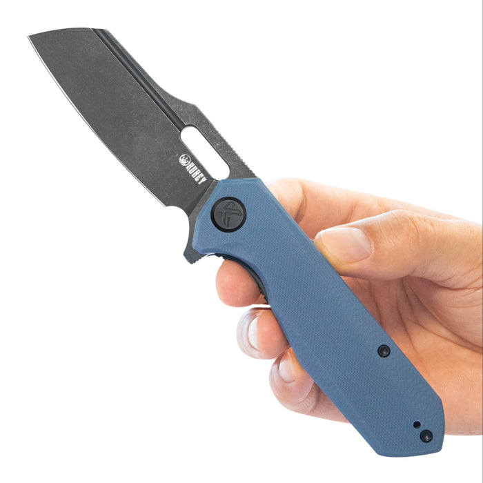 Kubey KU328K Atlas (14C28N, Sheepsfoot, Blackwash, Blue G10, Liner Lock) Folding Pocket Knife