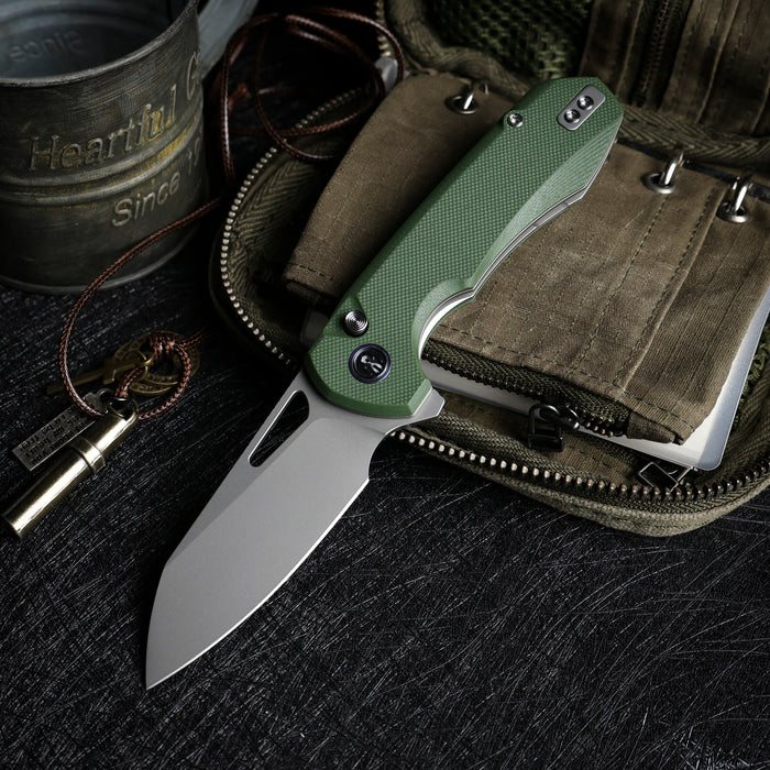 Remette RTCMLB RT-Camel (14C28N, Sheepsfoot, Ceramic Sandblasted, G10, Button Liner Lock) Folding Pocket Knife