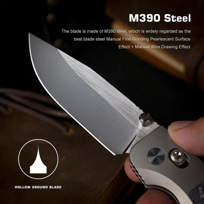 REMETTE AURA-P RT-Aurora (M390, Drop Point, Pearlescent, Titanium/Carbon Fiber) Pocket Knife