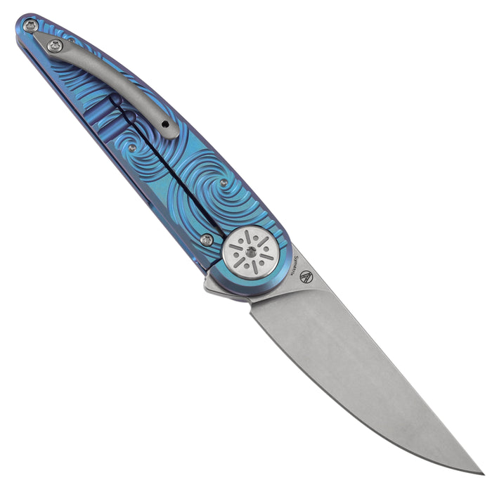Kansept K2141A4 Symétrix (CPM S35VN, Stonewashed, Blue-Purple Anodized Titanium with Swirl Pattern) Folding Knife