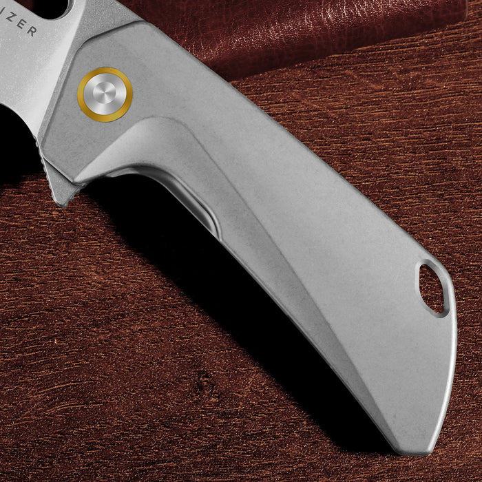 Kizer Ki3701A1 Takahe (S35VN, Sheepsfoot, Stonewashed, Titanium, Frame Lock) Pocket Knife