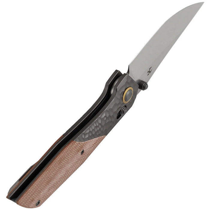 Kansept T1081V1 Deadite (154CM, Clip Point, Stonewashed, Gray Aluminum with Brown Micarta Scales) Folding Knife