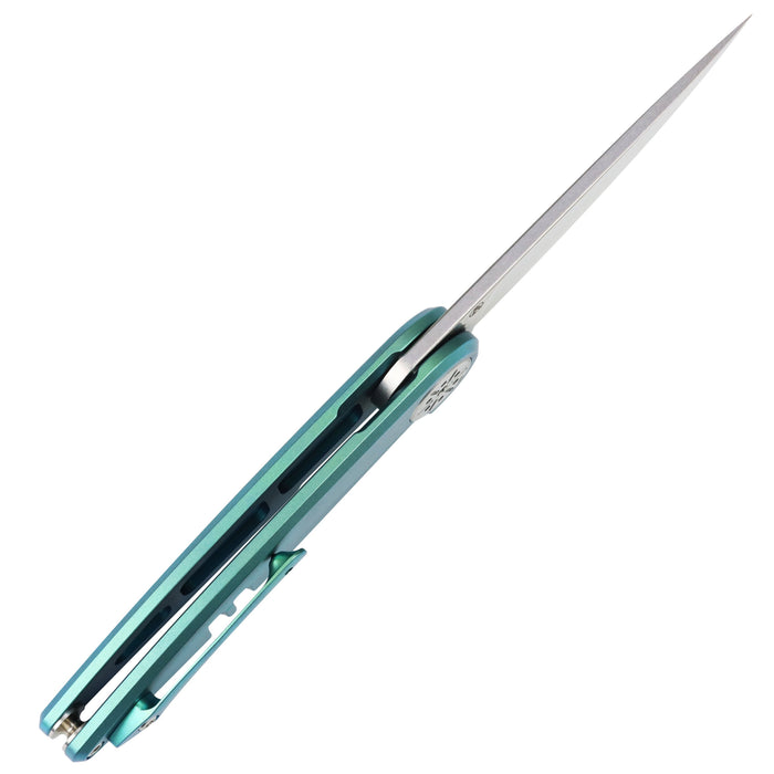 Kansept K2141A2 Symétrix (CPM S35VN, Stonewashed, Clip Point, Green Anodized Titanium) Pocket Knife
