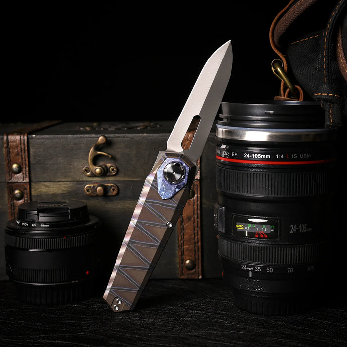 REMETTE RTIP-C RT-Infinite Power (M390, Dagger, Pearlescent, Crystalized Titanium) Pocket Knife