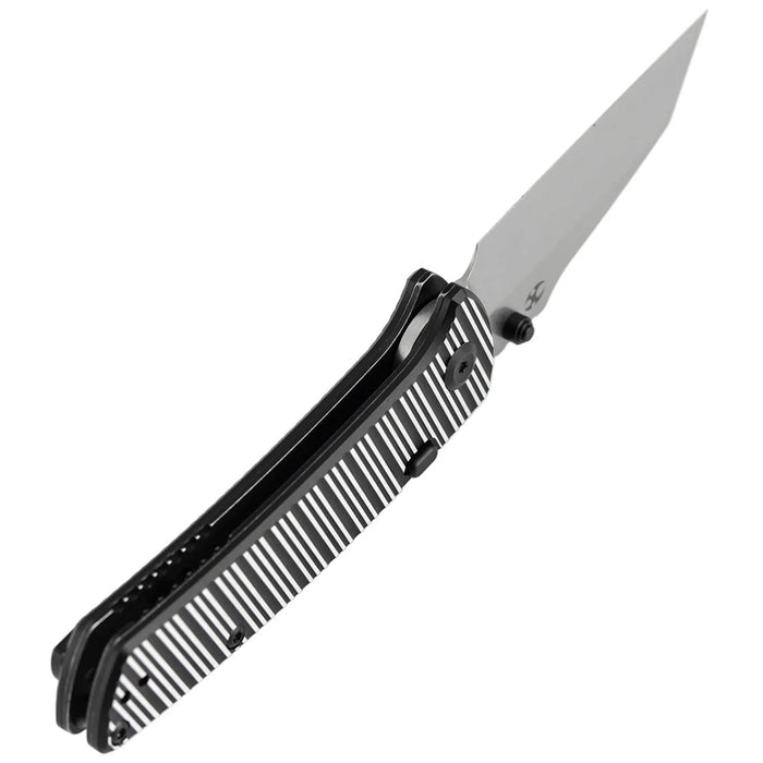Kansept K1015H4 Main Street (Elmax, Wharncliffe, Stonewashed, Black and Plain Aluminum with Stripes) Folding Knife