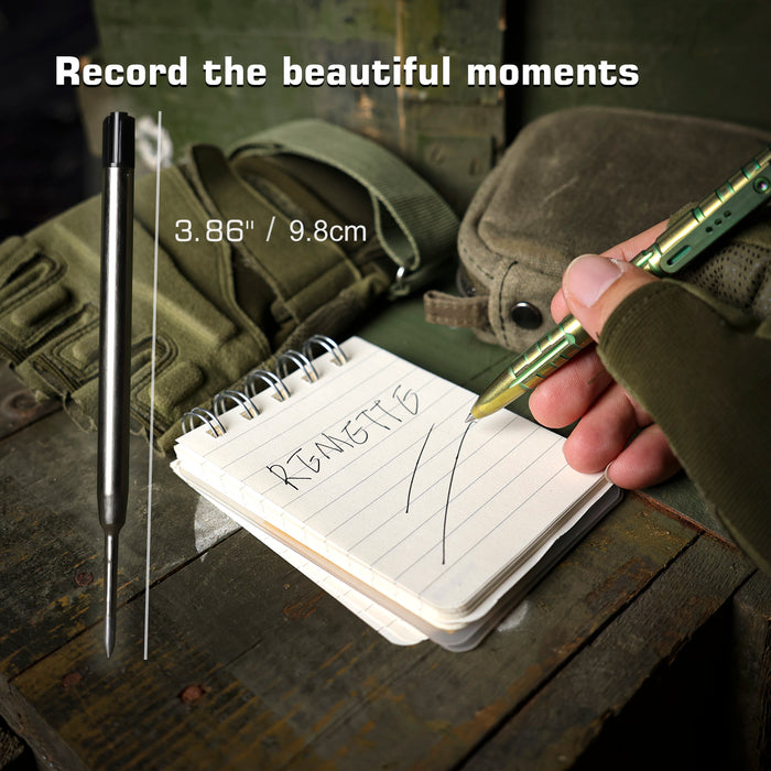REMETTE RT-TP1C Tactical Slide Click Pen (Gold/Green Titanium, Glassbreaker) Tactical Pen