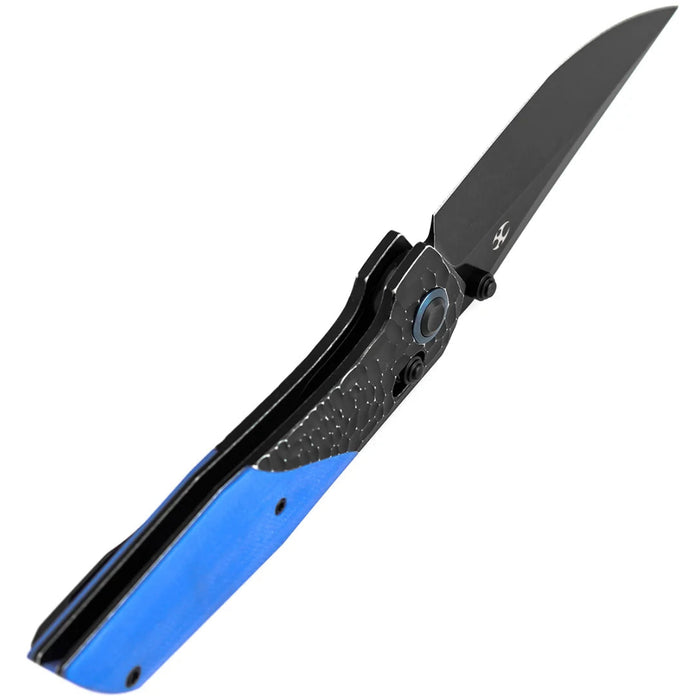 Kansept T1081V2 Deadite (154CM, Clip Point, Blackwash, Blackwash Aluminum with Blue G10 Scales) Folding Knife