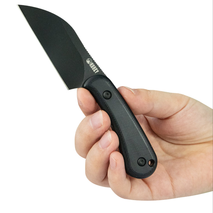 Kubey KU412B RockHopper (14C28N, Wharncliffe, Blackwash, Black G10) Fixed Blade Knife