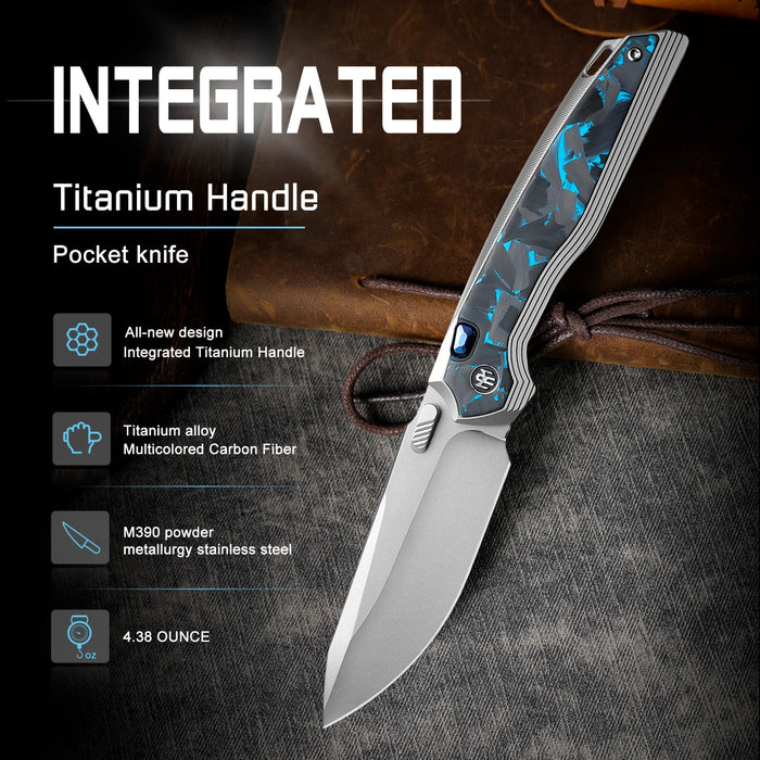 REMETTE ONEA2 RT-ONE (M390, Drop Point, Manual Fine Grinding Pearlescent Surface Effect, Titanium + Carbon Fiber) Folding Knife