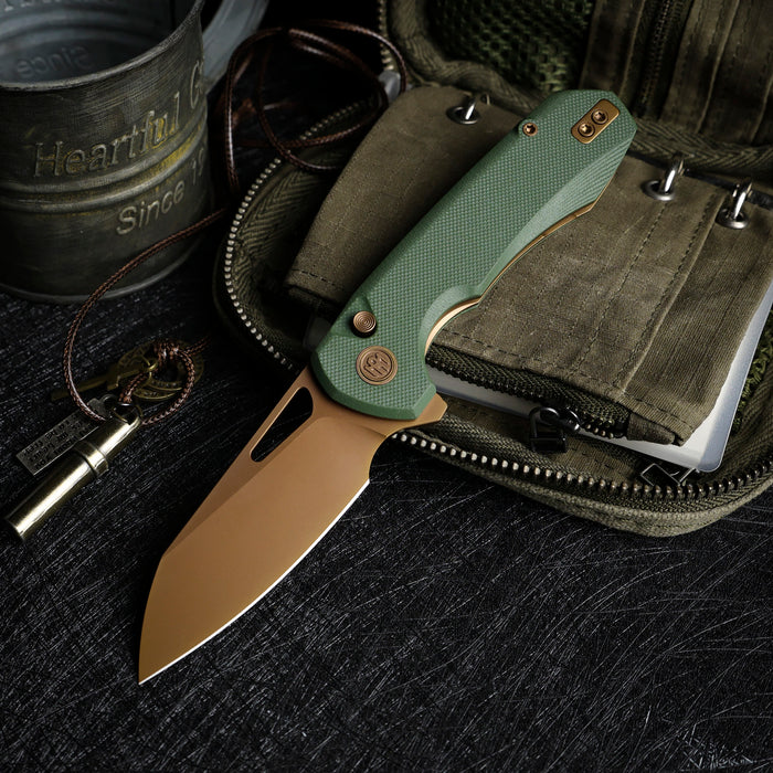 Remette RTCMLD RT-Camel (14C28N, Sheepsfoot, Titanium Plated, G10, Button Liner Lock) Folding Pocket Knife